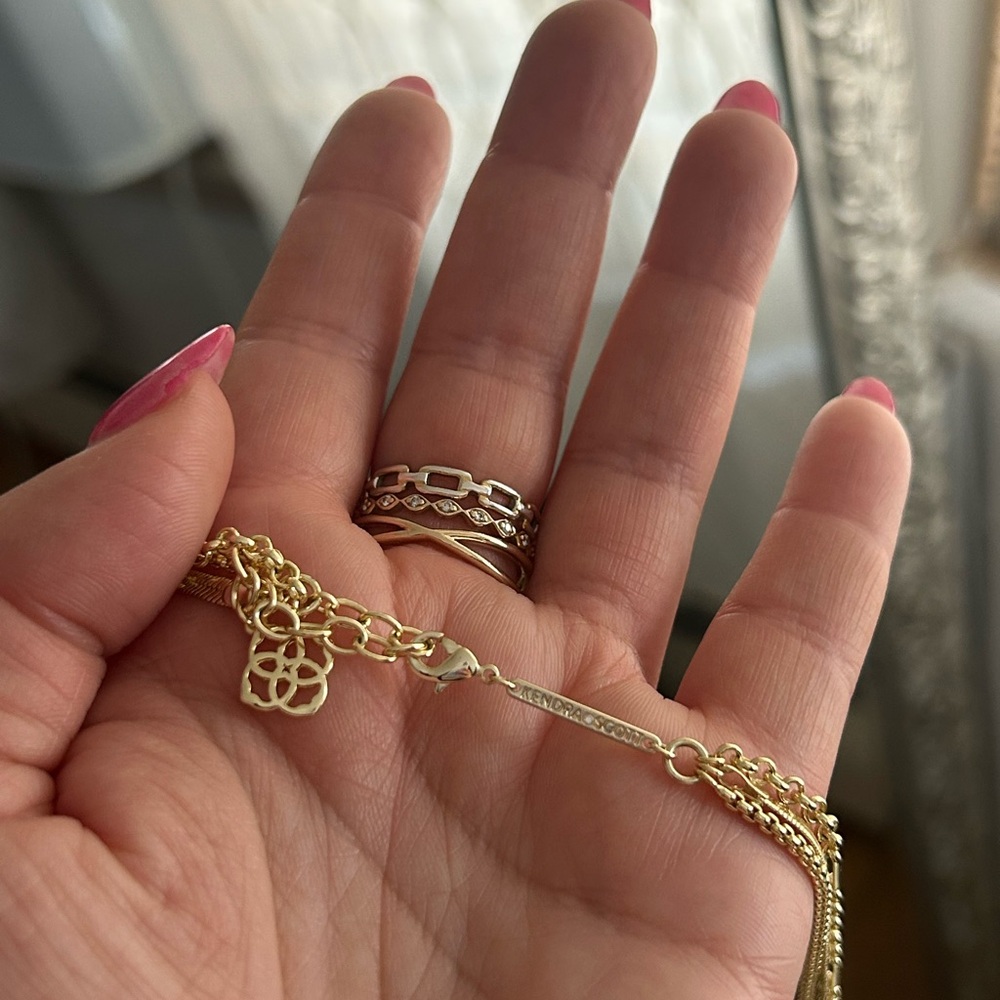 Kendra Scott Jack Gold Tone Multi Strand Necklace in White Crystal - Picture 5 of 7